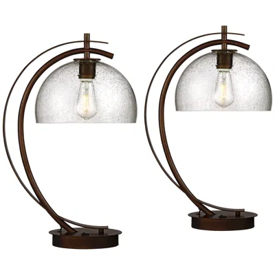 Possini Euro Design Possini Euro Calvin 22 1/2" Bronze Led Usb Desk Lamps Set Of 2