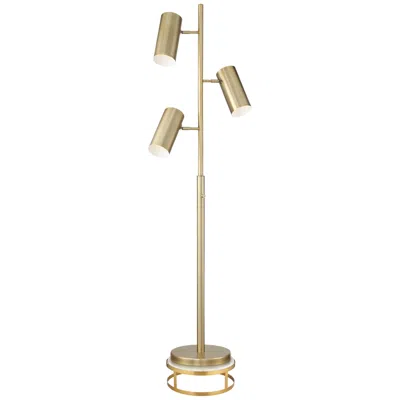 Possini Euro Design Possini Euro Canasta Trac Satin Brass Tree 3-light Floor Lamp With Riser
