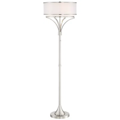 Possini Euro Design Possini Euro Candice 64" Brushed Nickel Dual Shade Modern Floor Lamp