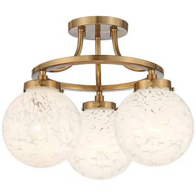 Possini Euro Design Possini Euro Candide 16 1/2" Brass And Glass 3-light Ceiling Light
