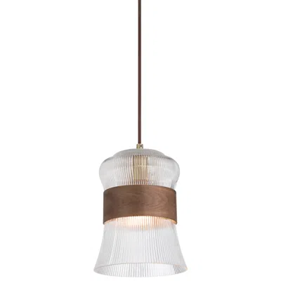 Possini Euro Design Possini Euro Carasco 7 1/4" Wide Wood And Gold Mini Pendant Light