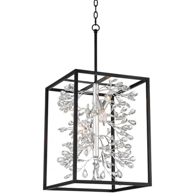 Possini Euro Design Possini Euro Carrine 15 1/4" Black And Crystal 4-light Pendant Light