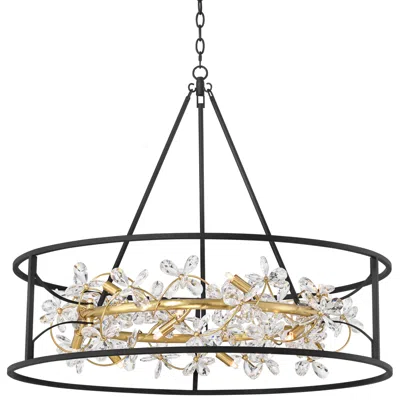 Possini Euro Design Possini Euro Carrine 35" Wide Black And Gold 12-light Led Ring Pendant