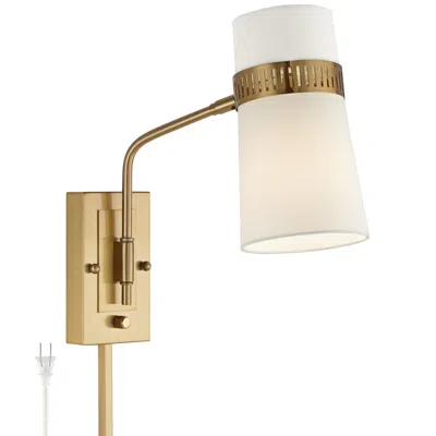 Possini Euro Design Possini Euro Cartwright Antique Brass Plug-in Wall Lamp With Cord Cover
