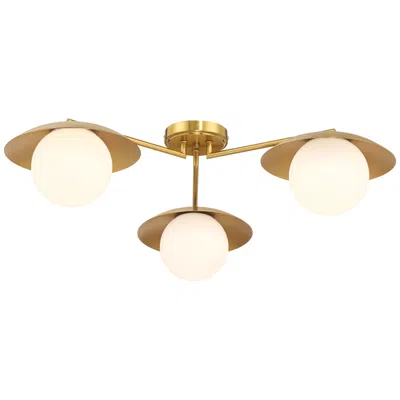 Possini Euro Design Possini Euro Casoria 32" Wide Brass Gold Opal 3-light Ceiling Light