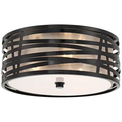 Possini Euro Design Possini Euro Cassia 15" Gloss Black 3-light Flushmount Ceiling Light