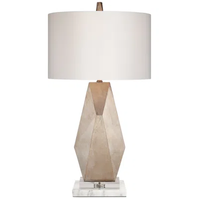 Possini Euro Design Possini Euro Champagne Gold Modern Table Lamp With White Marble Riser In Neutral