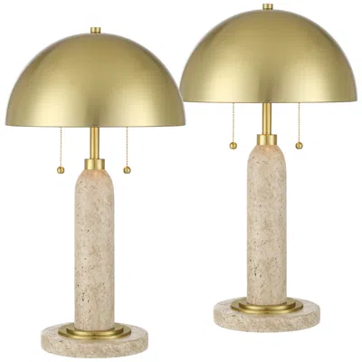 Possini Euro Design Possini Euro Chanterelle 24 1/2" Faux Stone Dome Table Lamp Set Of 2