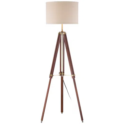 Possini Euro Design Possini Euro Cherry Wood Adjustable Height Surveyor Tripod Floor Lamp
