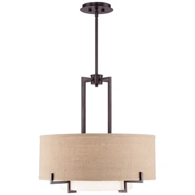 Possini Euro Design Possini Euro Concentric 25" Wide Bronze And Burlap Modern Pendant
