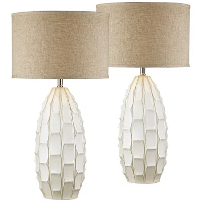 Possini Euro Design Possini Euro Cosgrove 32 3/4" White Modern Ceramic Lamps Set Of 2