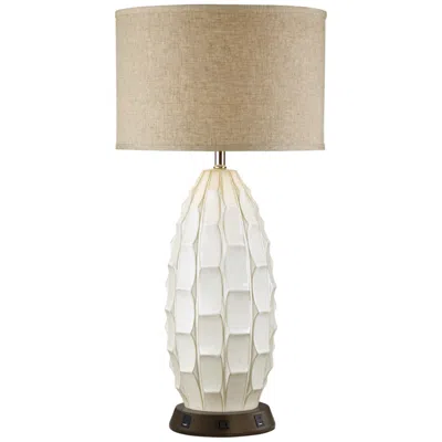 Possini Euro Design Possini Euro Cosgrove White Ceramic Table Lamp With Usb Workstation Base