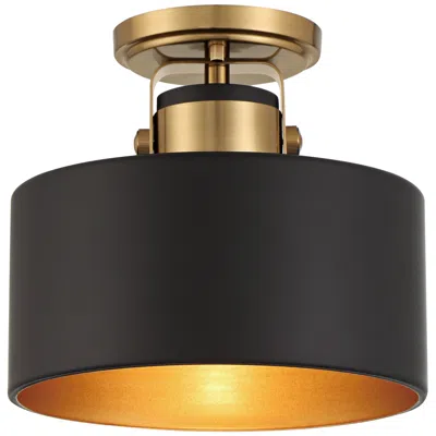 Possini Euro Design Possini Euro Courtney 10" Modern Soft Gold Matte Black Ceiling Light