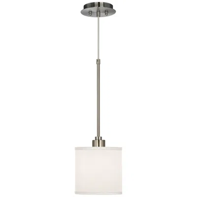 Possini Euro Design Possini Euro Cream White 7" Wide Textured Faux Silk Mini Pendant Light
