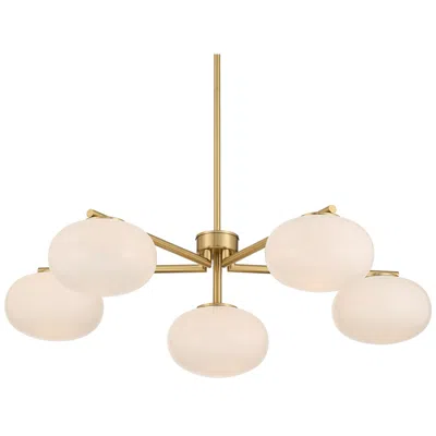 Possini Euro Design Possini Euro Damian 32" Wide Antique Brass And Opal 6-light Chandelier
