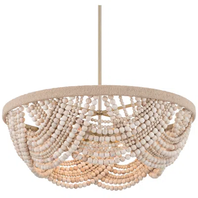 Possini Euro Design Possini Euro Darcy 28 1/4"w Brass And Natural Wood 6-light Chandelier