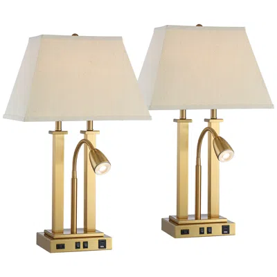 Possini Euro Design Possini Euro Deacon 26" Brass Gooseneck Usb And Outlet Lamps Set Of 2