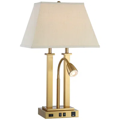 Possini Euro Design Possini Euro Deacon 26" Brass Gooseneck Usb Port And Outlet Desk Lamp