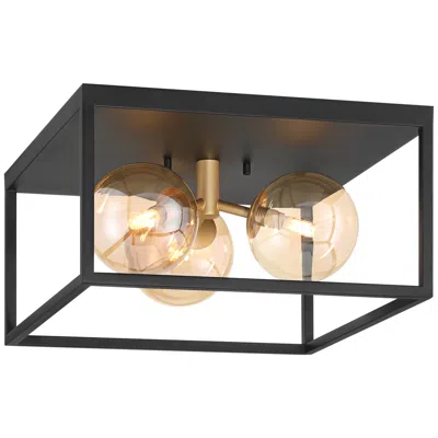 Possini Euro Design Possini Euro Deza 14 1/2" Wide Black 3-light Led Ceiling Light