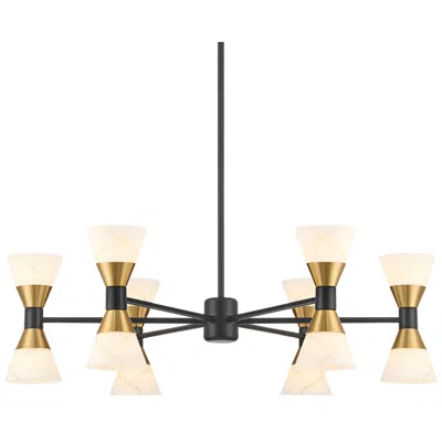 Possini Euro Design Possini Euro Domino 32" Black And Brass 12-light Modern Chandelier