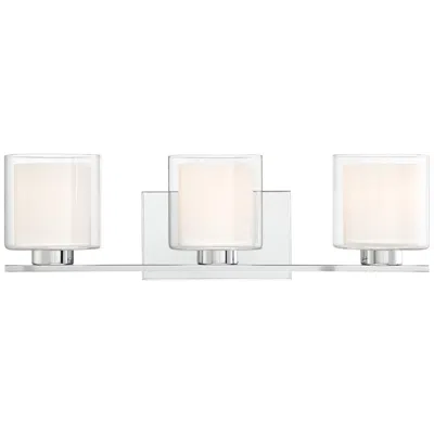 Possini Euro Design Possini Euro Dorris 22" Wide Double Glass 3-light Chrome Bath Light