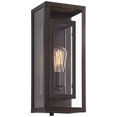 Possini Euro Design Possini Euro Double Box 15 1/2" Bronze And Glass Outdoor Wall Light