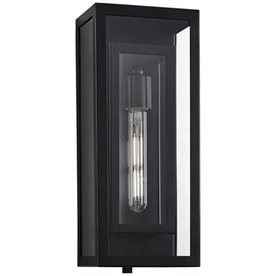 Possini Euro Design Possini Euro Double Box 16 1/4" Black And Glass Outdoor Wall Light