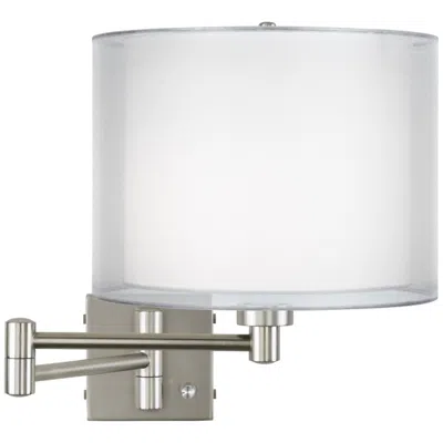 Possini Euro Design Possini Euro Double Sheer Silver Brushed Nickel Swing Arm Wall Lamp