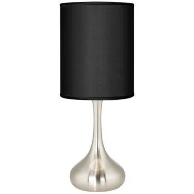 Possini Euro Design Possini Euro Droplet 23 1/2" Black Faux Silk Brushed Steel Table Lamp