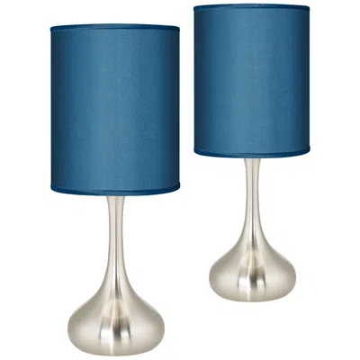 Possini Euro Design Possini Euro Droplet 23 1/2" Blue Faux Silk Table Lamps Set Of 2