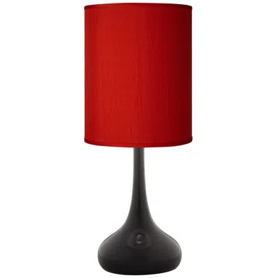 Possini Euro Design Possini Euro Droplet 23 1/2" Red Faux Silk Shade Black Table Lamp
