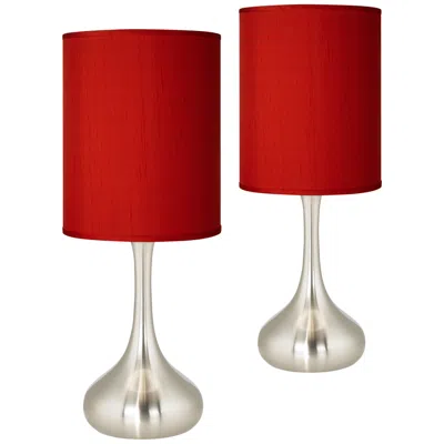 Possini Euro Design Possini Euro Droplet 23 1/2" Red Faux Silk Table Lamps Set Of 2