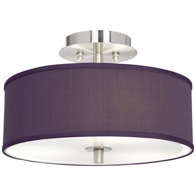 Possini Euro Design Possini Euro Eggplant Faux Silk 14" Wide Ceiling Light