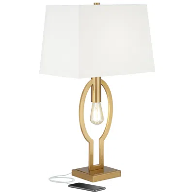 Possini Euro Design Possini Euro Ella 29" Brass Table Lamp With Usb Port And Night Light