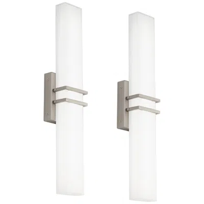 Possini Euro Design Possini Euro Exeter 24" High Nickel Led Bathroom Vanity Light Set Of 2