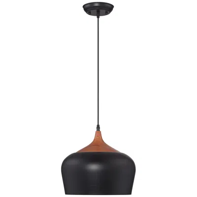 Possini Euro Design Possini Euro Felton 12" Wide Black And Faux Wood Modern Mini Pendant