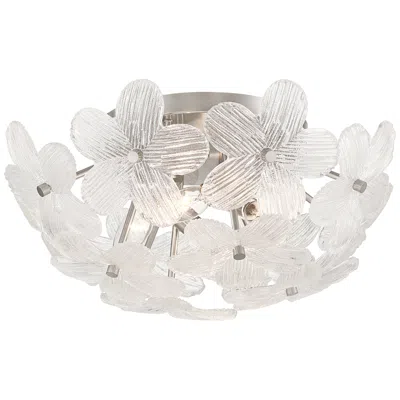 Possini Euro Design Possini Euro Filoli 16" Wide Nickel Vintage Glass Flower Ceiling Light
