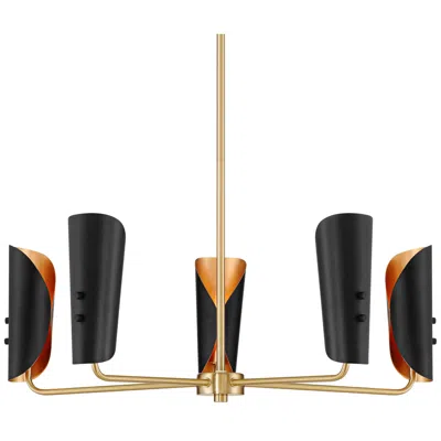 Possini Euro Design Possini Euro Finn 25" Wide Gold And Black 5-light Modern Chandelier