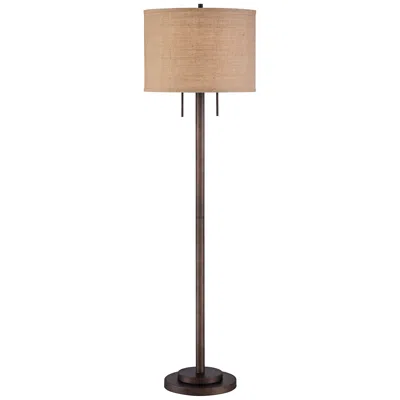 Possini Euro Design Possini Euro Garth 63 1/2" Pull Chain Bronze And Burlap Floor Lamp