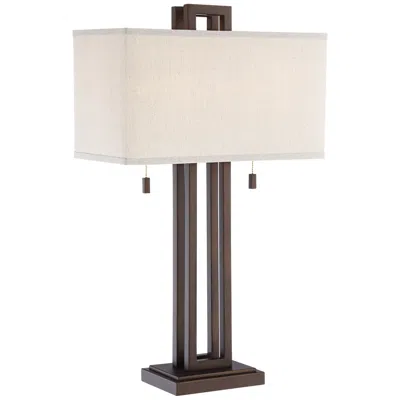 Possini Euro Design Possini Euro Gossard 30" Double Rectangle Pull Chain Bronze Table Lamp