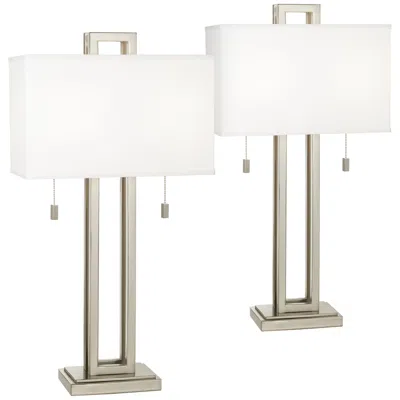 Possini Euro Design Possini Euro Gossard 30" Rectangle Brushed Nickel Table Lamps Set Of 2
