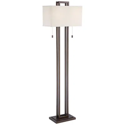 Possini Euro Design Possini Euro Gossard 62" Pull Chain Linen Shade Bronze Floor Lamp
