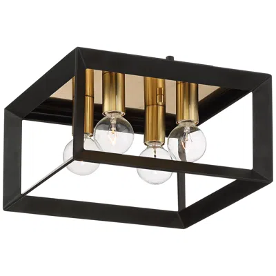 Possini Euro Design Possini Euro Gretna Boxed 10" Wide Modern Black And Gold Ceiling Light