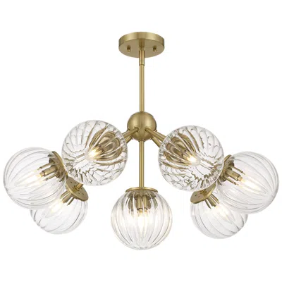 Possini Euro Design Possini Euro Halloran 28"w Brass Fluted Glass 8-light Pendant Light