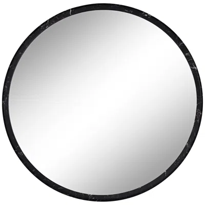 Possini Euro Design Possini Euro Harriet 34" Wide Black Faux Marble Round Wall Mirror