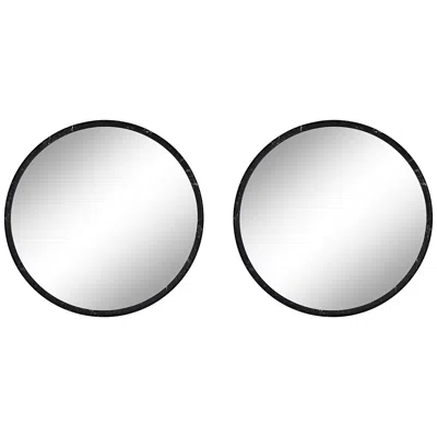 Possini Euro Design Possini Euro Harriet Black Faux Marble 34" Round Wall Mirrors Set Of 2