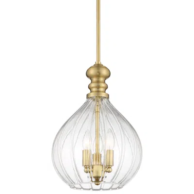 Possini Euro Design Possini Euro Houten 11 1/2" Wide Soft Gold 3-light Glass Mini Pendant