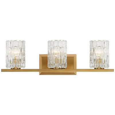 Possini Euro Design Possini Euro Icelight 25" Wide Ice Glass And Gold Bath Light