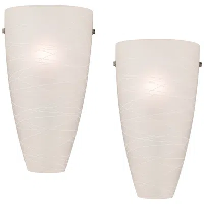 Possini Euro Design Possini Euro Isola 13 1/4" White Striped Glass Wall Sconces Set Of 2