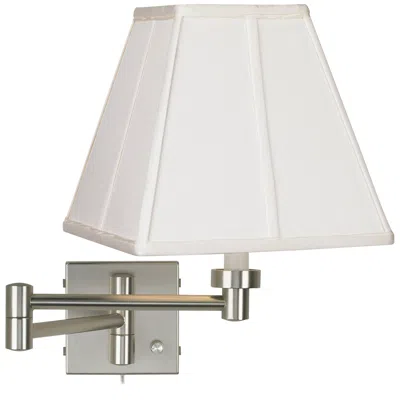 Possini Euro Design Possini Euro Ivory Shade Brushed Nickel Plug-in Swing Arm Wall Lamp